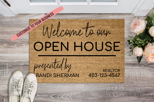 Open House Doormat, Realtor Doormat, Real Estate Custom Doormat, Realtor Gift, Custom Doormat, Welcome Mat, Housewarming Gift