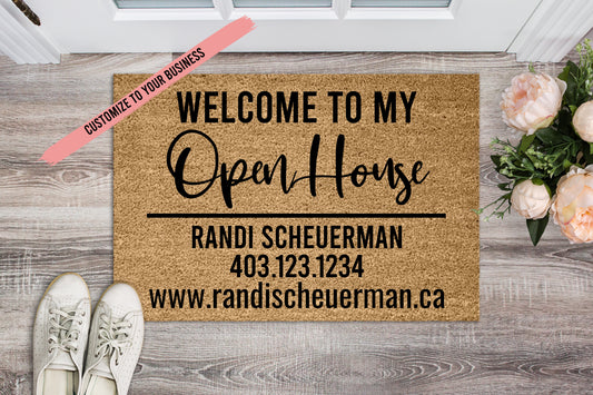 Open House Doormat, Realtor Doormat, Real Estate Custom Doormat, Realtor Gift, Custom Doormat, Welcome Mat, Housewarming Gift