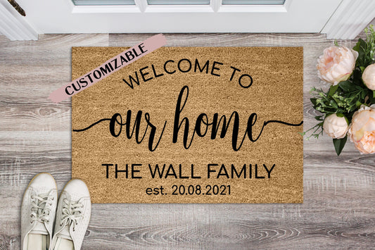 Our Home Welcome Doormat, Family Doormat, Custom Doormat, Welcome Mat, Housewarming Gift