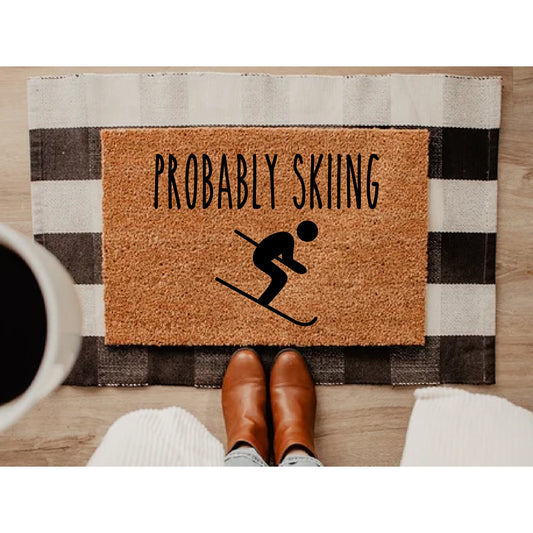 Probably SKIING, Custom Doormat, Gifts, Doormat, Winter Doormat, Sporty Doormat