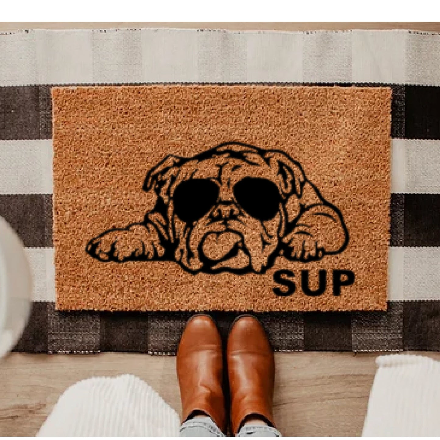 Sup Doomat, Bulldog Doormat, Funny Doormat, Dog Lover, Welcome Doormat, Custom Doormat, Welcome Family Mat, Housewarming Gift